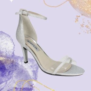 RIALTO Women's Revere Silver Glitter Dress Sandals US 8.5M